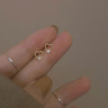 A44127 s925 silver geometric stud simple bar hollowed rhinestone heart earrings