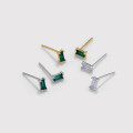 A33607 sterling silver earing vintage simple square chic tiny earrings