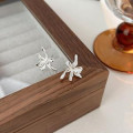 A43720 sterling silver flower stud dangle simple elegant earrings