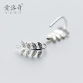 A42332 s925 silver tree leaf piercing short dangle earrings earrings