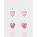 A41478 design heart glazed cubic zirconia stud sterling silver s925 earrings