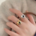 A41280 sterling silver heart simple fashion black agate ring