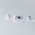 A36696 s925 sterling silver cute heart rhinestone earrings