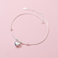 A34276 s925 sterling silver heart sweet anklet simple chic heartshape snakechain bracelet