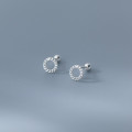 A35645 s925 sterling silver circle hollowed chain earrings