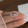 A43472 s925 sterling silver rhinestone double layered twist trendy elegant ring