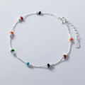 A41106 s925 sterling silver colorful square charm elegant bracelet