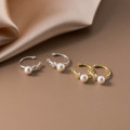A44496 s925 silver rhinestone artificial pearl clipon piercing earrings