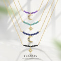 A46339 s925 sterling silver grade natural crystal gold necklace