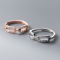 A40924 s925 sterling silver rhinestone simple unique ring