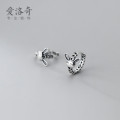 A31631 s925 sterling silver silver vintage simple chic heart chain earrings