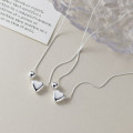 A45141 s925 silver sweet heart bead square necklace