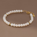 A40230 s925 sterling silver bead pearl charm vintage design elegant bracelet
