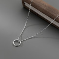 A37191 s925 sterling silver simple hollowed circle necklace