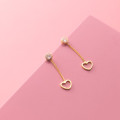 A43871 s925 silver sweet short elegant simple heartshape dangle earrings