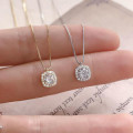 A45062 s925 silver sweet unique rhinestone square necklace