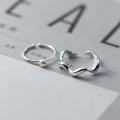 A45315 s925 sterling silver trendy sweet weave pearl adjustable ring