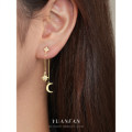 A43913 s925 sterling silver cubic zirconia stud luxury fringe dangle simple earrings