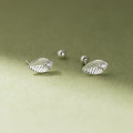 A43172 s925 sterling silver rhinestone leaf stud trendy earrings