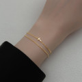 A36471 s925 sterling silver gold charm bracelet