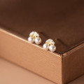 A43556 s925 sterling silver artificial pearl stud vintage earrings