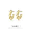 A35696 925 sterling silver fashion small irregular doubleC earrings