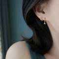 A44944 s925 silver flower sweet elegant simple rhinestone earrings