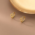 A37051 s925 sterling silver fashion unique simple hollowed circle chicM earrings