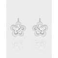 A43267 design flower cubic zirconia pearl stud sterling silver s925 earrings