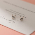 A42929 s925 sterling silver rabbit stud trendy sweet cute earrings