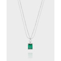 A39893 design big gemstone double doublelayer layered sterling silver s925 necklace