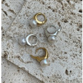 A33187 s925 sterling silver freshwaterpearl hoop circle geometric earrings