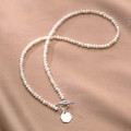 A31227 s925 sterling silver pearl fashion chic geometric hexagonOT necklace