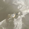 A44987 s925 sterling silver sweet dainty shell heart ring