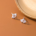 A31775 s925 sterling silver simple rhinestone hollowed silver cute chic earrings