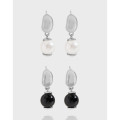 A40528 design geometric black agate pearl sterling silver s925 earrings