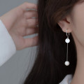 A35415 s925 sterling silver circle pearl earrings