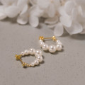 A44443 s925 silver simple artificial pearl earrings