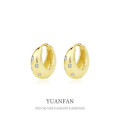A37120 925 sterling silver metal wide simple cubiczirconia earrings
