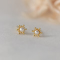 A44870 s925 sterling silver flower stud christmas snowflake earrings