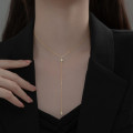 A38372 s925 sterling silver simple rhinestone long fringe elegant sweet necklace