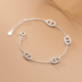 A36133 s925 sterling silver chain charm bracelet