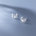 A44821 s925 silver artificial glass deer stud christmas earrings