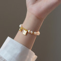 A40836 s925 sterling silver pearl heart charm vintage elegant bracelet