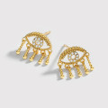 A33595 925 sterling silver statement tassel hollowed cubiczirconia earrings