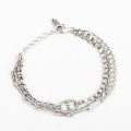 A33320 s925 sterling silver silver vintage trendy simple doublelayer silver charm bracelet