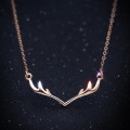A44798 christmas simple sweet s925 silver deer cute short necklace