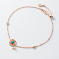 A40792 s925 sterling silver rhinestone circle charm simple sweet bracelet
