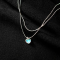 A34151 s925 sterling silver geometric heart necklace