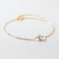 A39542 s925 sterling silver elegant goldplated gold rhinestone charm bracelet